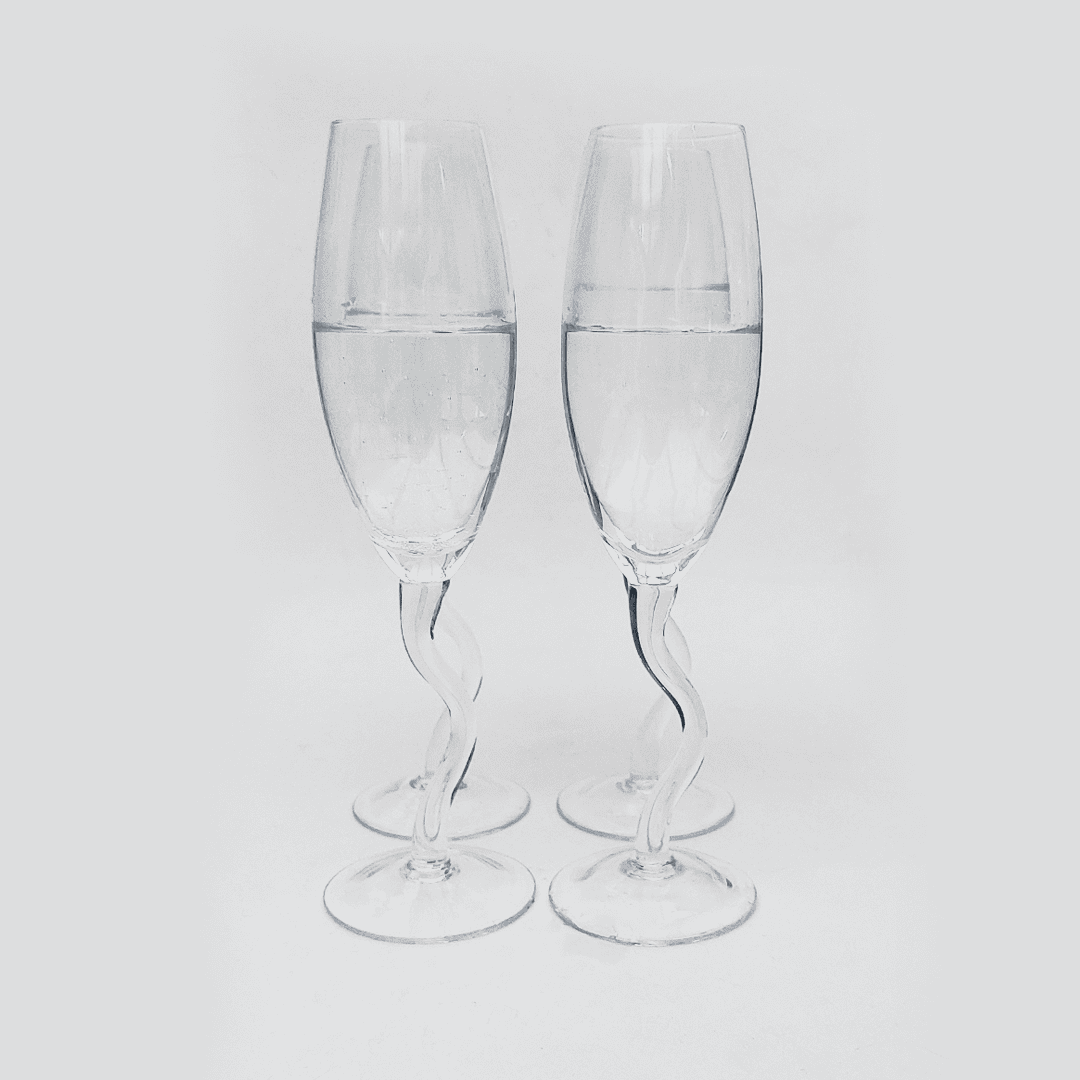 Lot de 2 verres à coupe vintage en zigzag transparents