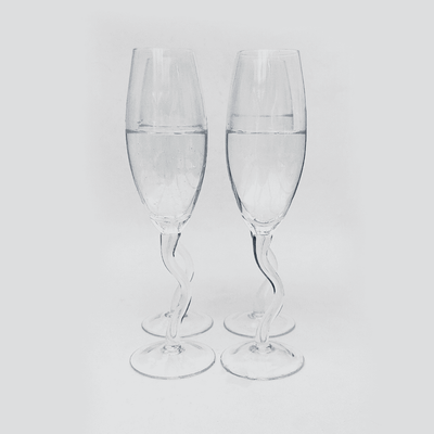 Vintage Zig Zag Coupe Glasses Transparent Set of 2