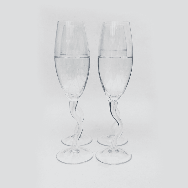 Lot de 2 verres à coupe vintage en zigzag transparents