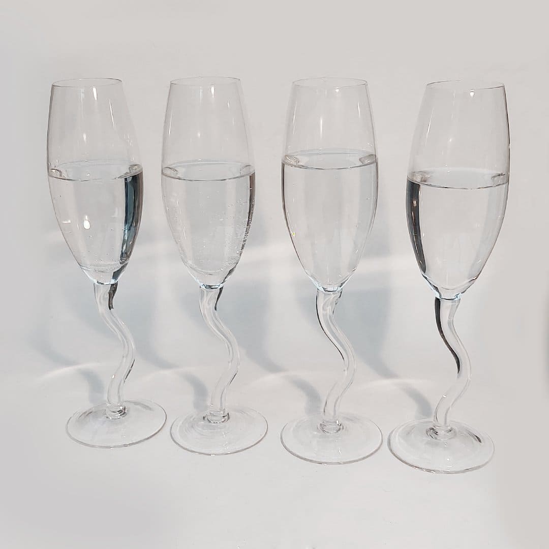 Lot de 2 verres à coupe vintage en zigzag transparents