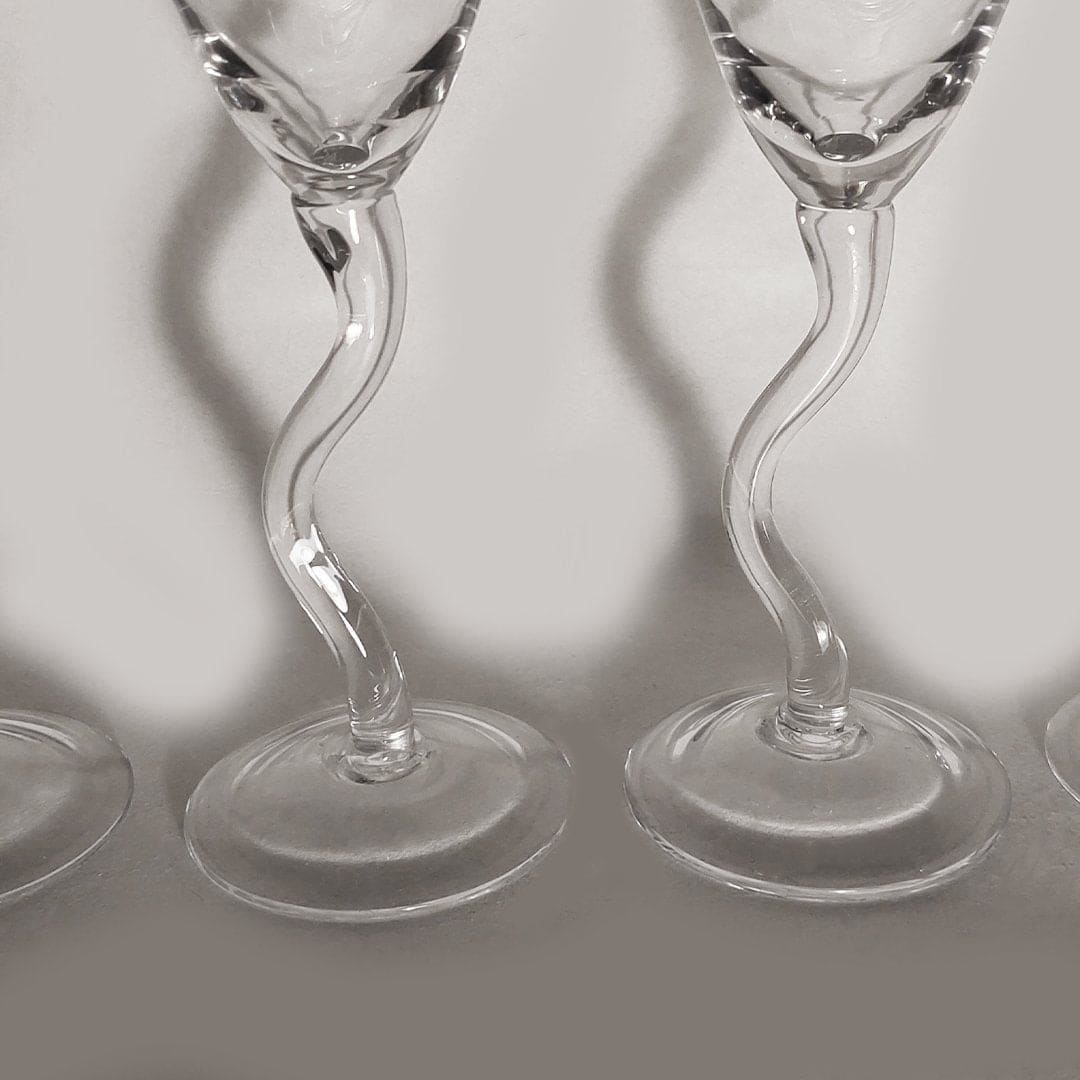 Lot de 2 verres à coupe vintage en zigzag transparents