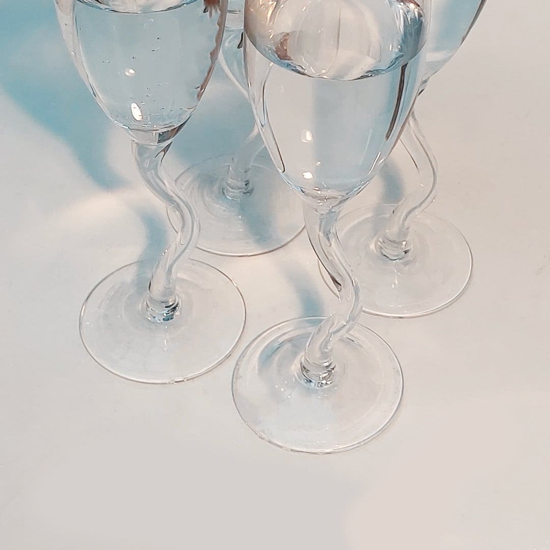 Lot de 2 verres à coupe vintage en zigzag transparents