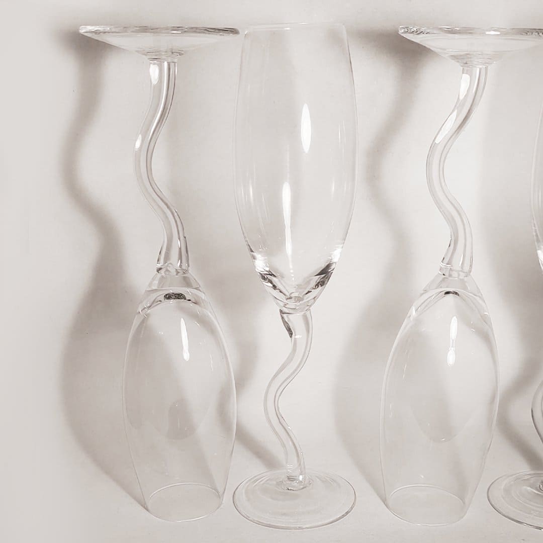 Lot de 2 verres à coupe vintage en zigzag transparents