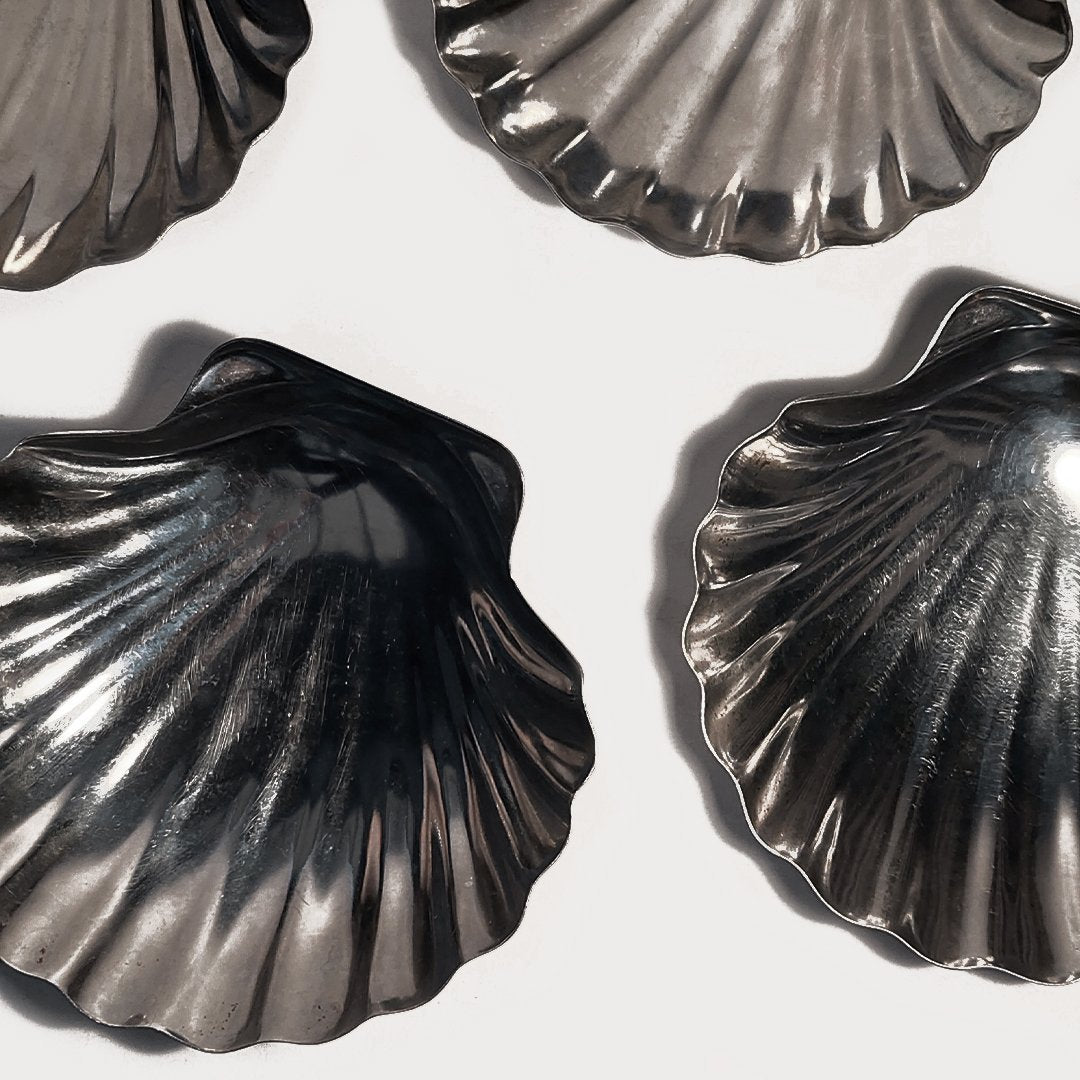 Vintage Coupelle Coquillages Silver Stainless Steel Set of 6