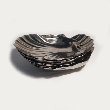 Vintage Coupelle Coquillages Silver Stainless Steel Set of 6