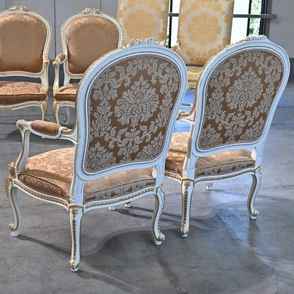 Vintage Esszimmer Set von 7 Italien Rococo Esszimmertisch und Stuhl Set von 7 einzigartig