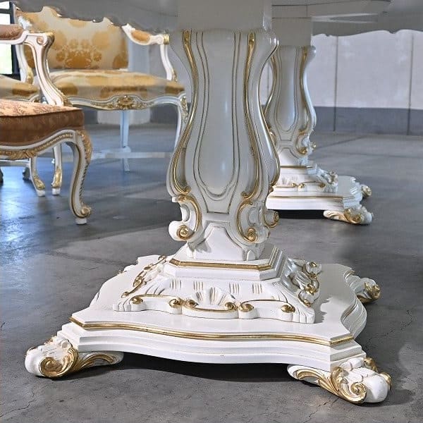 Vintage Esszimmer Set von 7 Italien Rococo Esszimmertisch und Stuhl Set von 7 einzigartig