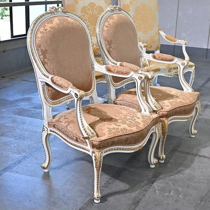 Vintage Esszimmer Set von 7 Italien Rococo Esszimmertisch und Stuhl Set von 7 einzigartig