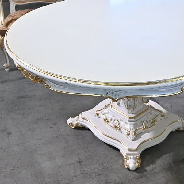 Vintage Esszimmer Set von 7 Italien Rococo Esszimmertisch und Stuhl Set von 7 einzigartig
