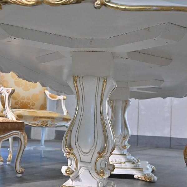 Vintage Esszimmer Set von 7 Italien Rococo Esszimmertisch und Stuhl Set von 7 einzigartig