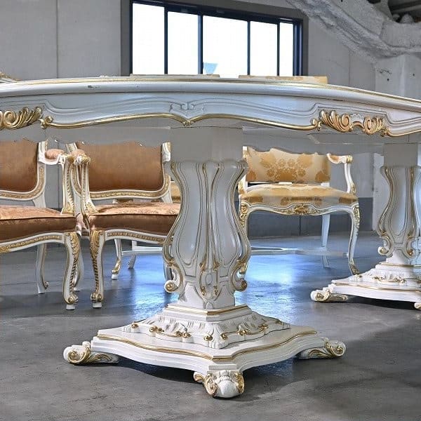 Vintage Esszimmer Set von 7 Italien Rococo Esszimmertisch und Stuhl Set von 7 einzigartig