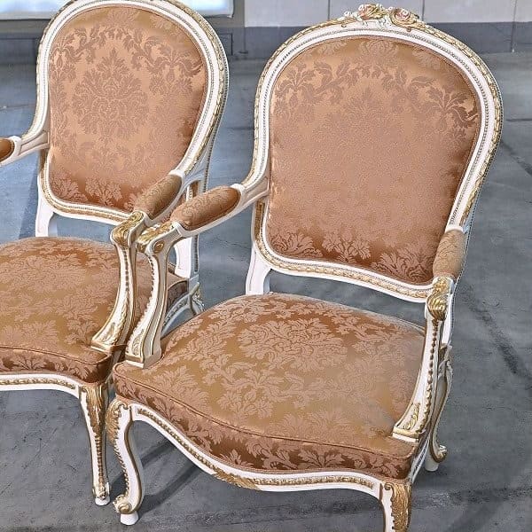Vintage Esszimmer Set von 7 Italien Rococo Esszimmertisch und Stuhl Set von 7 einzigartig