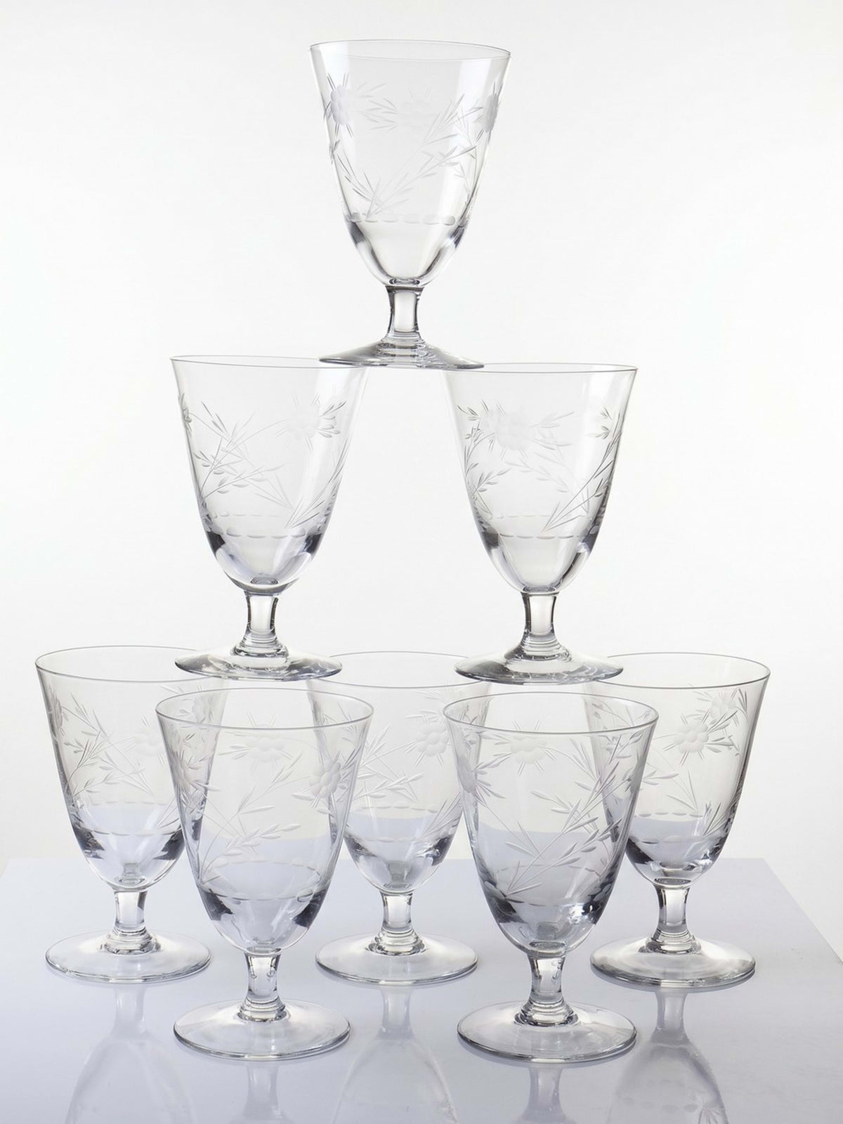 Set von 8 Vintage Weingläser aus Kristallglas, Böhmen