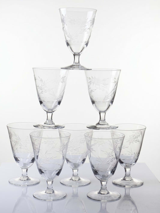 Set von 8 Vintage Weingläser aus Kristallglas, Böhmen