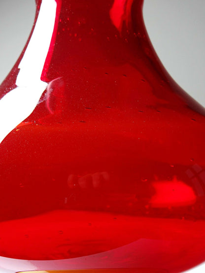 Vintage Vase Glas rot-gelb mit Blasendekor, 1960er Jahre