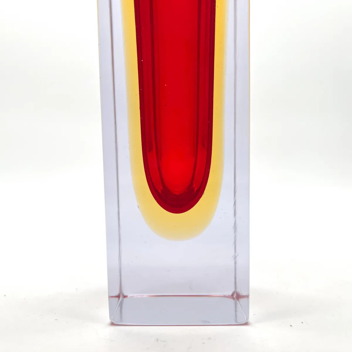 Vintage Sommerso Blockvase Murano Rot Gelb