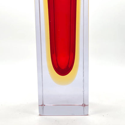 Vintage Sommerso Blockvase Murano Rot Gelb