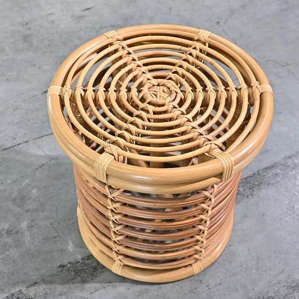 Vintage Hocker von Yuzuru Yamakawa für Yamakawa Rattan