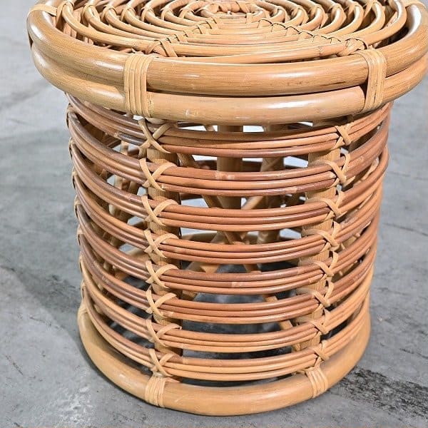 Vintage Hocker von Yuzuru Yamakawa für Yamakawa Rattan