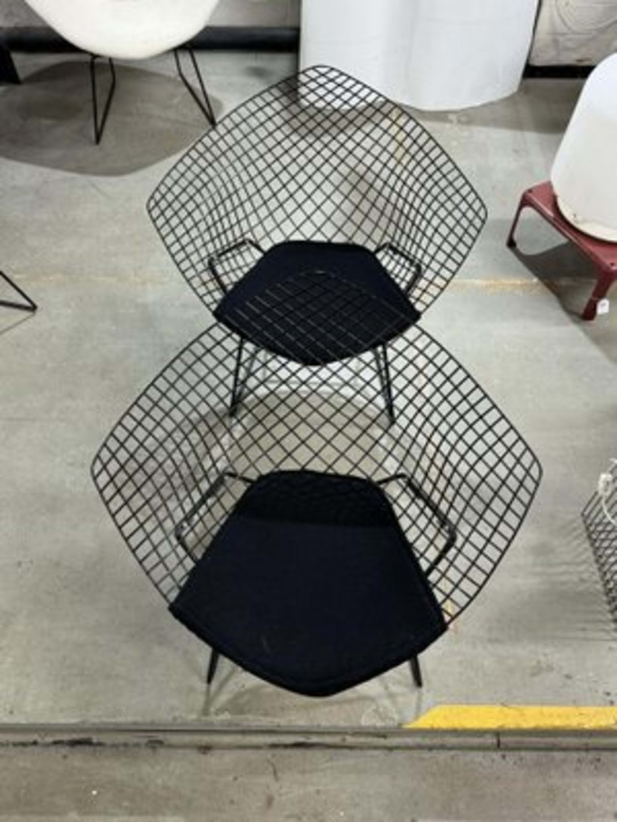 Vintage Set von 2 Diamond Chair 421 von Harry Bertoia für Knoll International schwarz