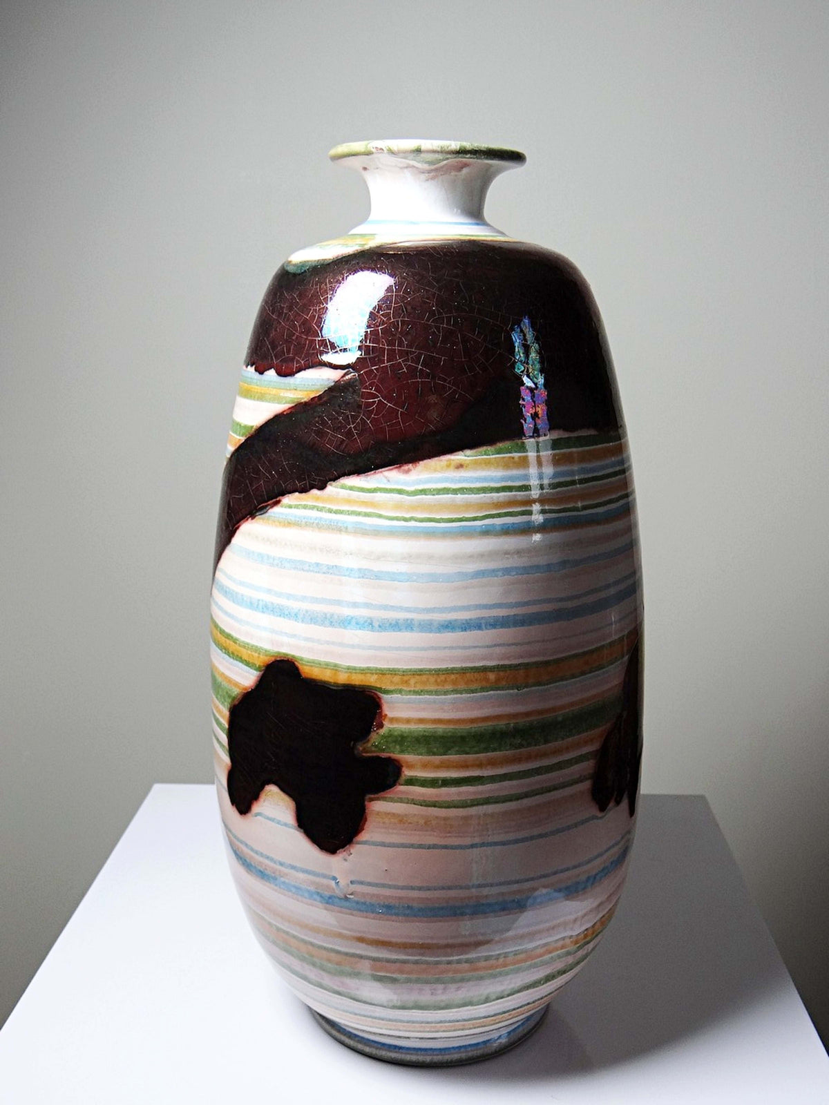 Vintage Keramikvase mit irisierender Glasur, Spanien