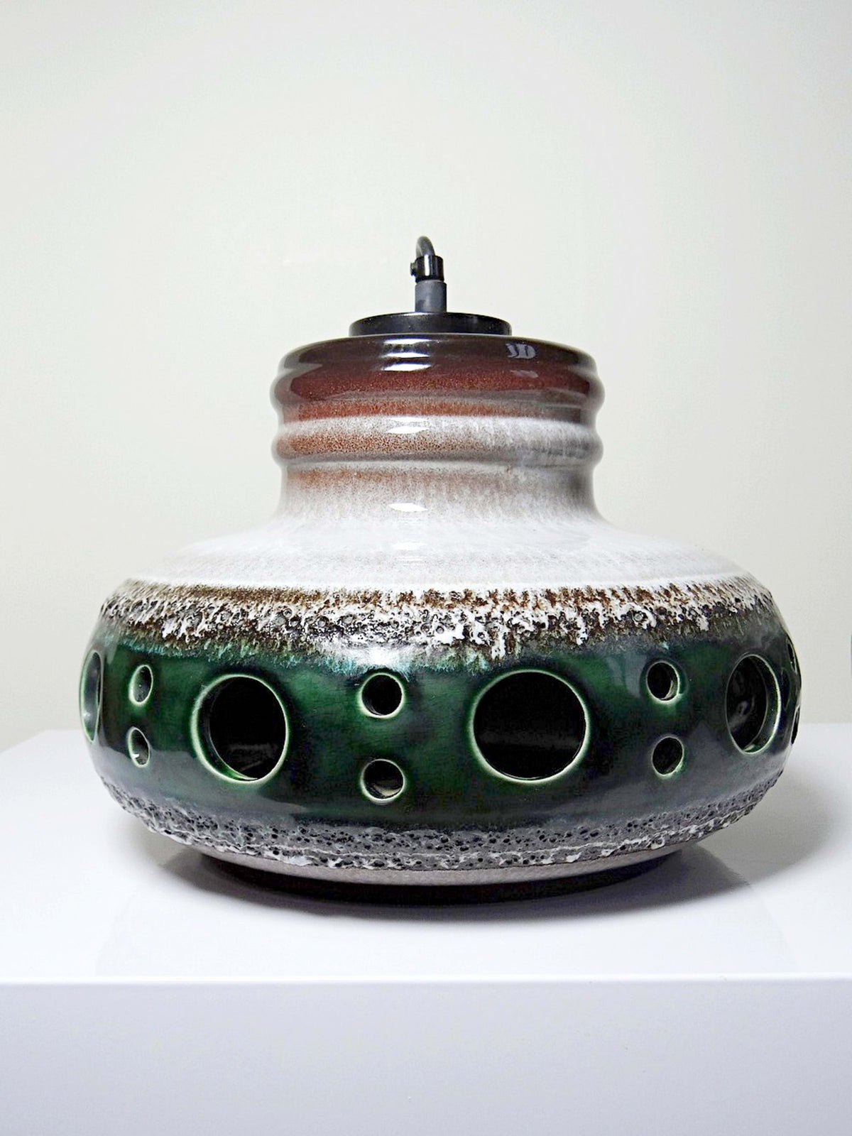 Vintage Hängeleuchte Keramik Herda, Fat-Lava-Glasur