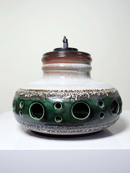 Vintage Hängeleuchte Keramik Herda, Fat-Lava-Glasur