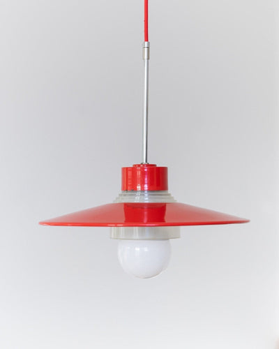 Deckenleuchte Metall und Glas rot Mid-Century Design 1960er