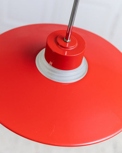 Vintage ceiling light metal and glass red mid-century design 1960s