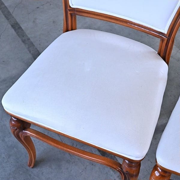 Vintage Salonstuhl Set von 4 aus Italien, echtes Leder, hohe Rückenlehne, klassisch