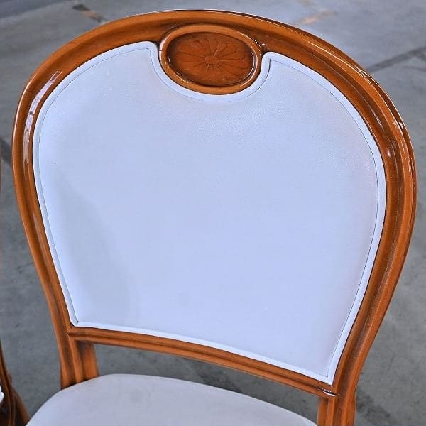 Vintage Salonstuhl Set von 4 aus Italien, echtes Leder, hohe Rückenlehne, klassisch