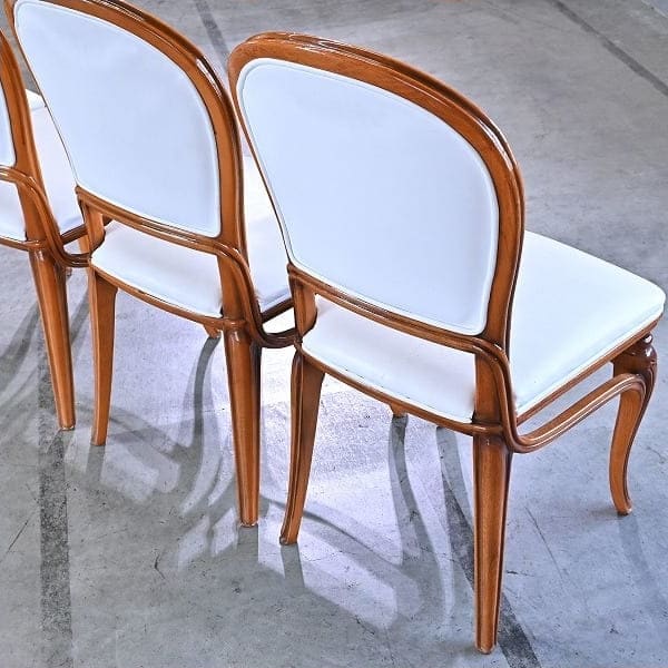 Vintage Salonstuhl Set von 4 aus Italien, echtes Leder, hohe Rückenlehne, klassisch