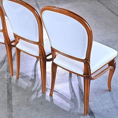 Vintage Salonstuhl Set von 4 aus Italien, echtes Leder, hohe Rückenlehne, klassisch