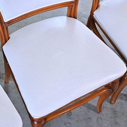 Vintage Salonstuhl Set von 4 aus Italien, echtes Leder, hohe Rückenlehne, klassisch
