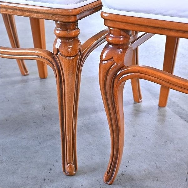 Vintage Salonstuhl Set von 4 aus Italien, echtes Leder, hohe Rückenlehne, klassisch