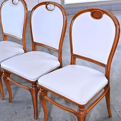 Vintage Salonstuhl Set von 4 aus Italien, echtes Leder, hohe Rückenlehne, klassisch