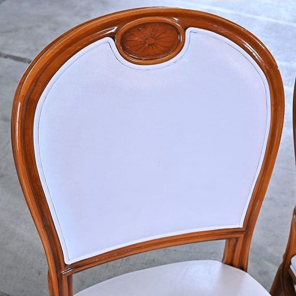Vintage Salonstuhl Set von 4 aus Italien, echtes Leder, hohe Rückenlehne, klassisch