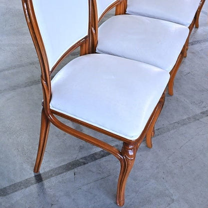 Vintage Salonstuhl Set von 4 aus Italien, echtes Leder, hohe Rückenlehne, klassisch