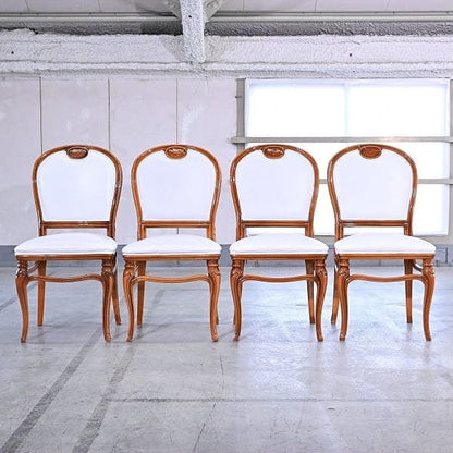 Vintage Salonstuhl Set von 4 aus Italien, echtes Leder, hohe Rückenlehne, klassisch