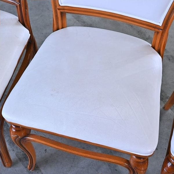 Vintage Salonstuhl Set von 4 aus Italien, echtes Leder, hohe Rückenlehne, klassisch