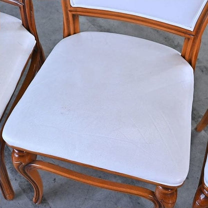 Vintage Salonstuhl Set von 4 aus Italien, echtes Leder, hohe Rückenlehne, klassisch
