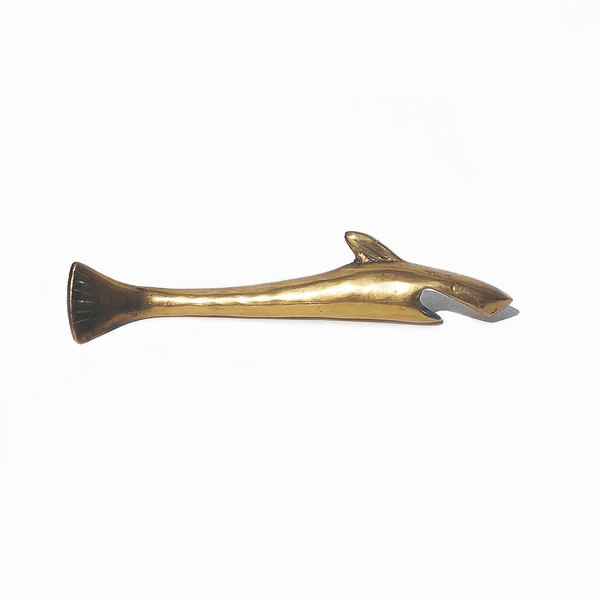 Hai-Flaschenöffner Messing Gold 14cm von sehr gut