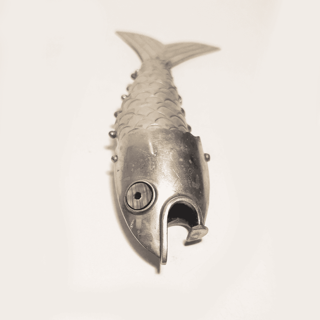 Vintage Flaschenöffner Fischform Silber