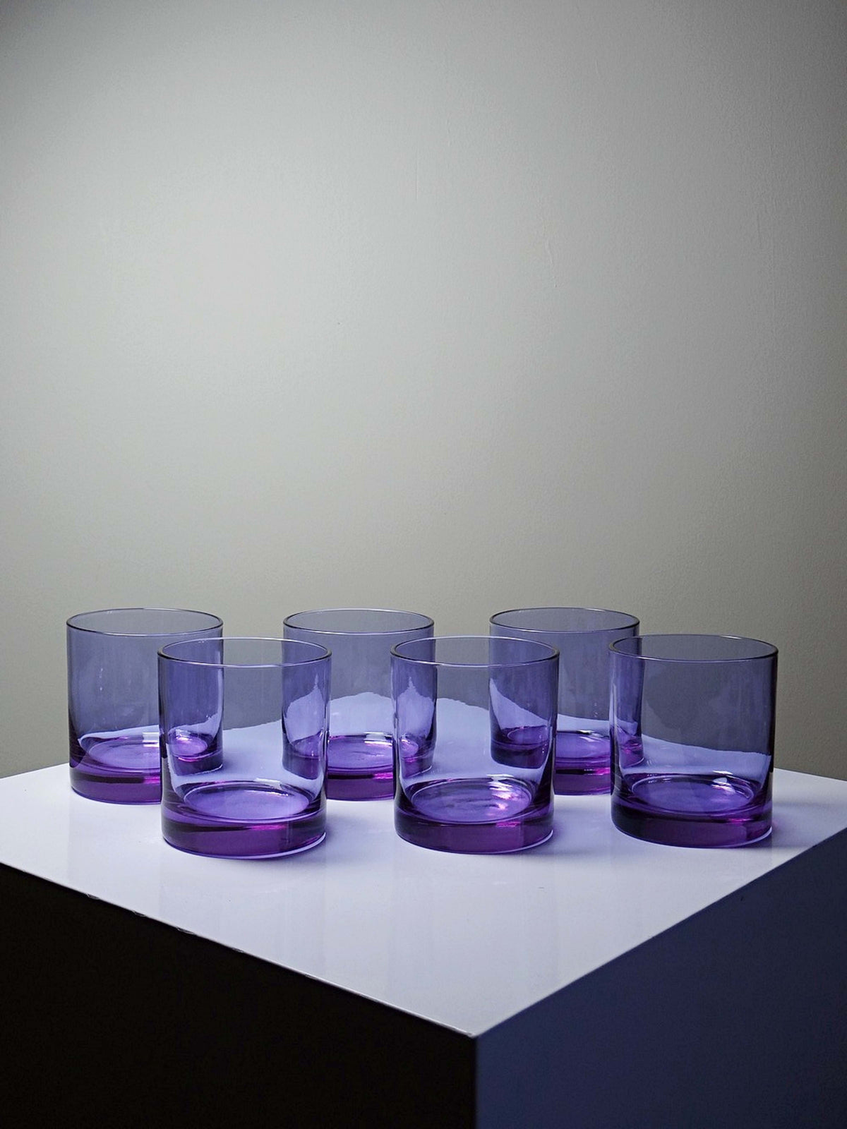 Set von 6 Vintage Whiskygläser aus Amethyst-Kristall, Mid-Century