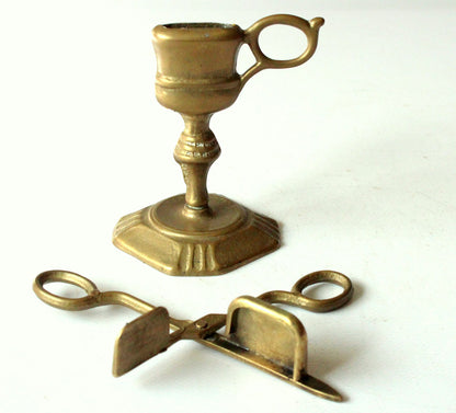 Vintage Kerzenschere mit Ständer aus Messing