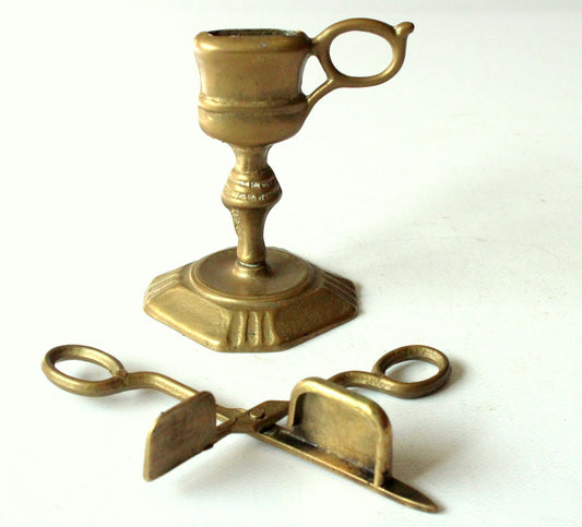 Vintage Kerzenschere mit Ständer aus Messing