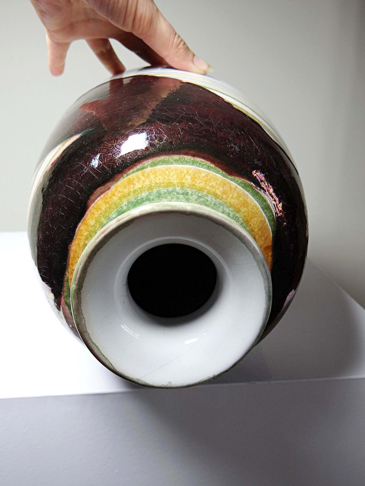 Vintage Keramikvase mit irisierender Glasur, Spanien
