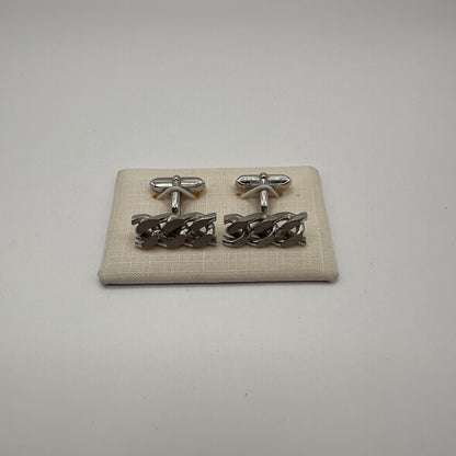 Vintage Manschettenknopf Panzerketten-Design aus 925 Sterling Silber