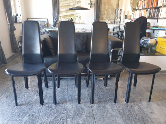 Vintage Stuhl von Giorgio Cattelan für Cidue schwarz Leder