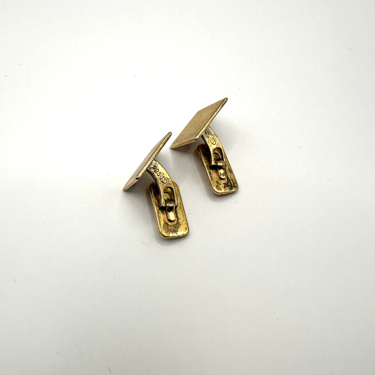 Vintage Manschettenknopf Sterlingsilber vergoldet quadratisch